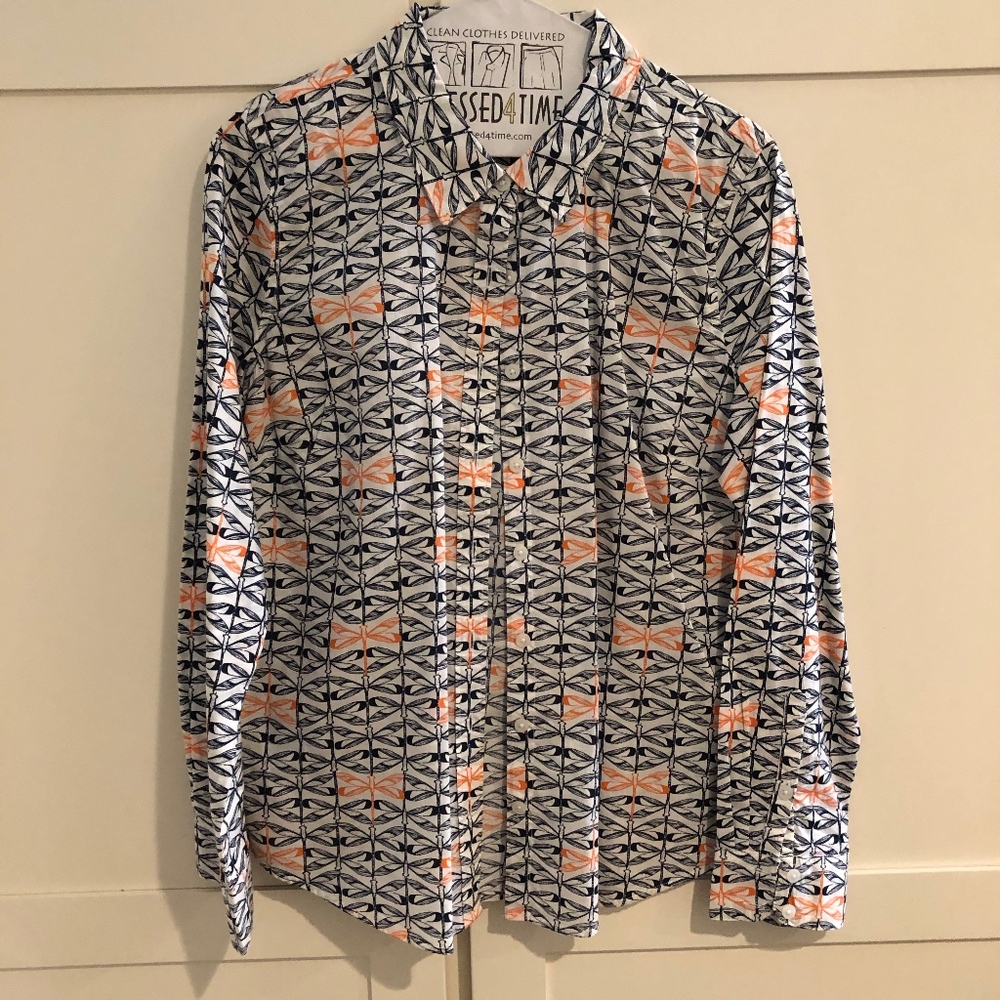 🏖 Crown & Ivy Dragonfly Cotton Button Down Sz M